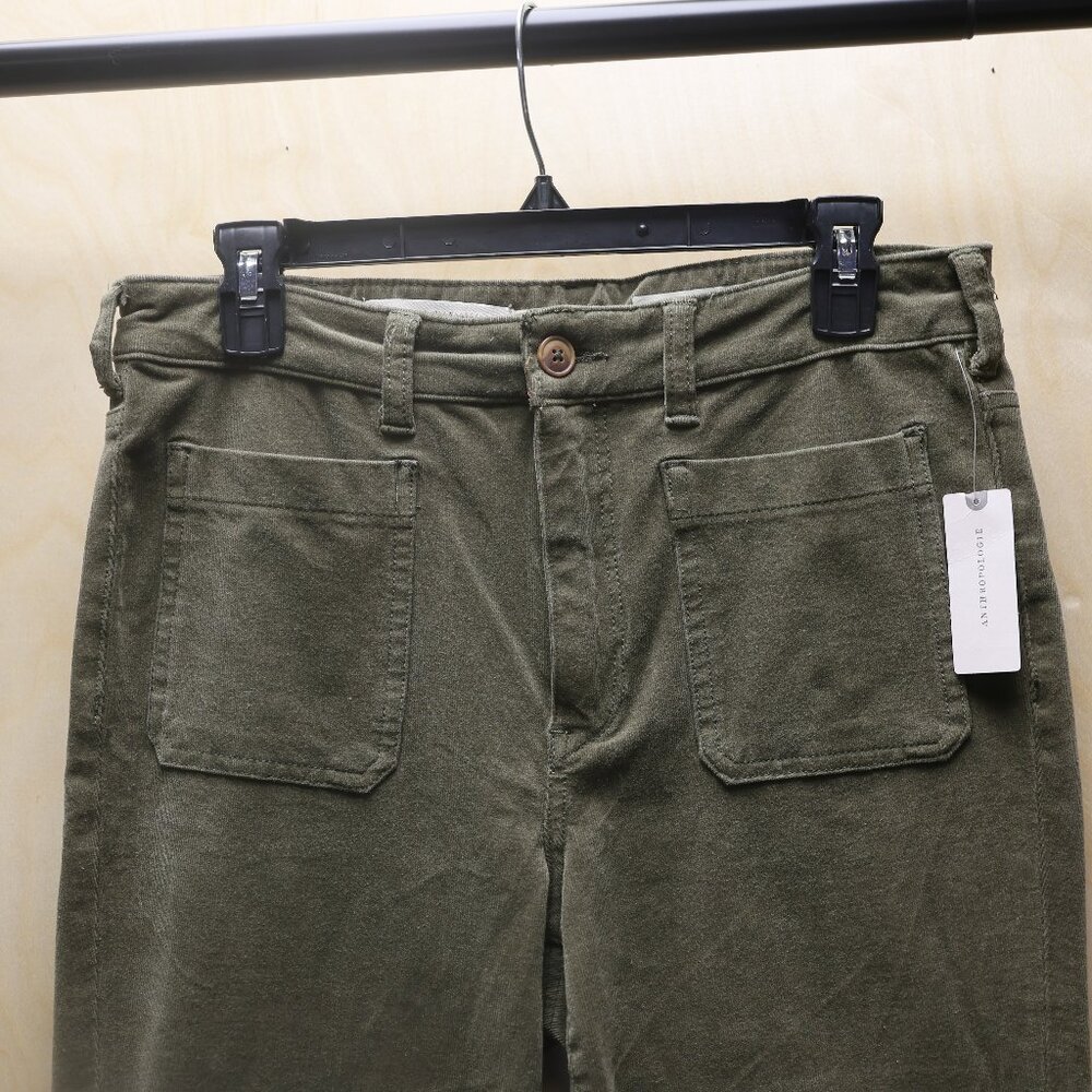 Pilcro and the Letterpress high-rise skinny army green corduroy pants Sz 30